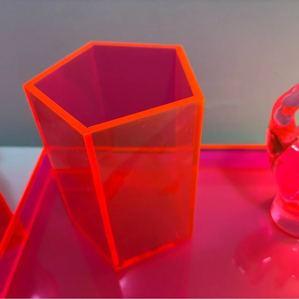 Neon Pink and Orange Acrylic Organizer Set - Picture 3 of 6